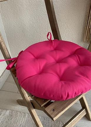Подушка на стул кругла, серія color, 35х35х5, колір коричневий, с зав'язками - оптова ціна, 16 кольорів рожевий, 40х40х5
