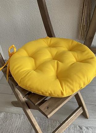 Подушка на стул кругла, серія color, 35х35х5, колір коричневий, с зав'язками - оптова ціна, 16 кольорів жовтий, 40х40х5