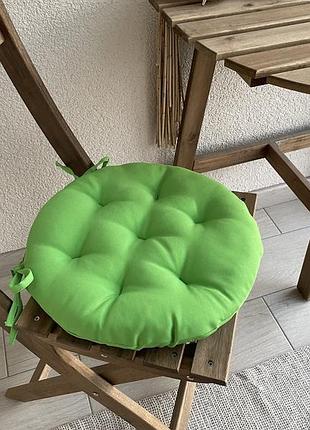 Подушка на стул кругла, серія color, 35х35х5, колір коричневий, с зав'язками - оптова ціна, 16 кольорів салатовий, 40х40х5