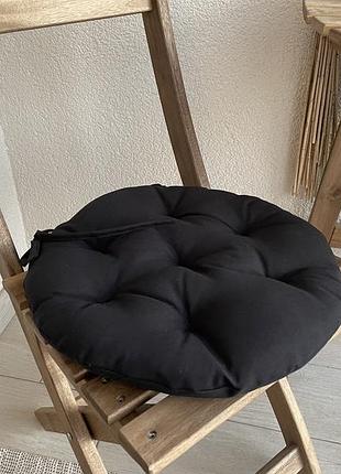 Подушка на стул кругла, серія color, 35х35х5, колір коричневий, с зав'язками - оптова ціна, 16 кольорів чорний, 35х35х5