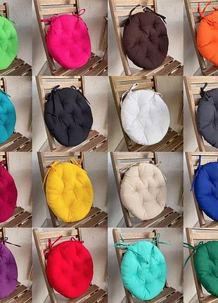 Подушки для кухни с завязками 43х43х5 см , круглые подушки для стульев с завязками, рапродажа оптовая цена 43, оранжевый