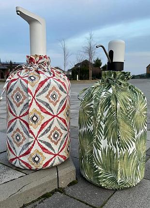 Текстильний чохол для бутля, кедр на ліване, 19 літрів, cиній з орнаментом