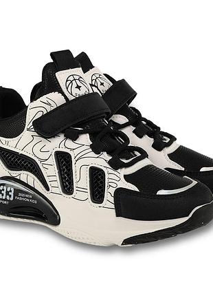 Кросівки дитячі баскетбольні розмір 32-37 білий-чорний