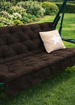 Матрац на садову гойдалку стьобаний кедр на левані color 150х60х10 / 170х60х10 см- ассорті + оптова ціна коричневий, 150