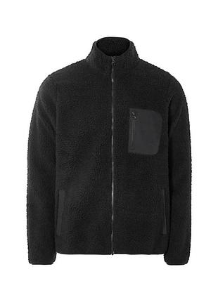 Мужская куртка кофта тедди из искусственной овчины шерпа livergy l, xl, 2xl черный