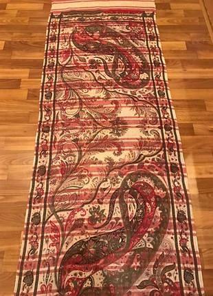 Эксклюзивный льняной шарф эtro с принтом пейсли