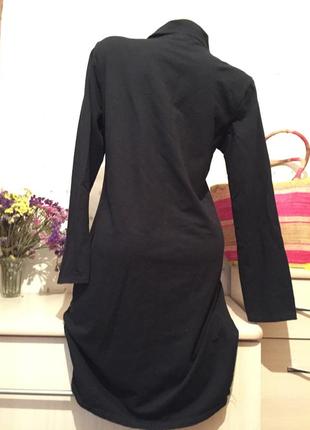 Чёрное удобное платье миди с рукавом с карманами на каждый день2 фото