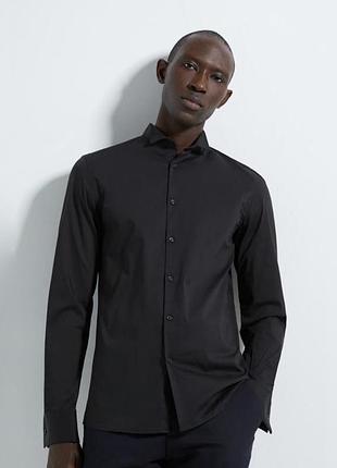 Чорна класична сорочка zara man, розмір l