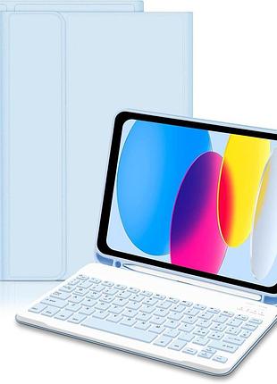 Чехол-клавиатура lielax для ipad 10th gen 10.9" blue итальянская qwerty съемная bluetooth клавиатура держатель