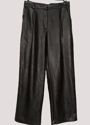 Стильні жіночі шкіряні (еко-шкіра) штани палаццо р. 46 h&m чорні