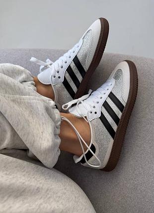 😍 женские кроссовки adidas samba | light grey swarovski