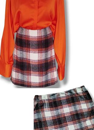 Теплая юбка большого размера в клетку. батал юбка женская