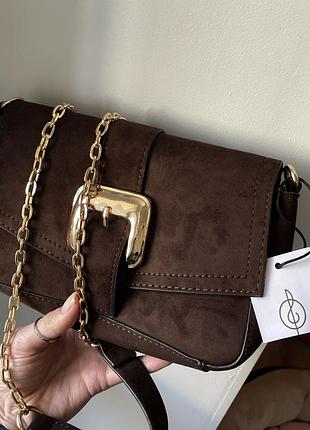 Міні сумка stradivarius шоколад замшева