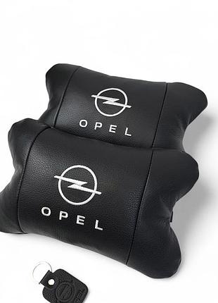 Набор автомобильных подушек 2шт для opel, натуральная кожа, стильные черные подголовники опель для авто