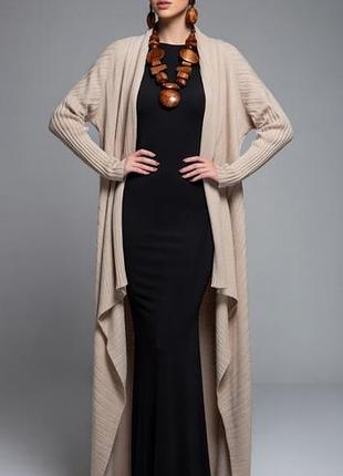 Пальто кардиган з світлого в'язаного трикотажу