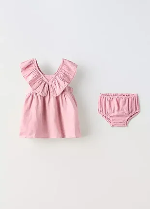Льняное платье zara лен с блумерами