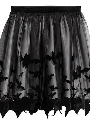 Юбка юбка фатин с принтом летучей мыши h&amp;m 8-10 р. 134-140