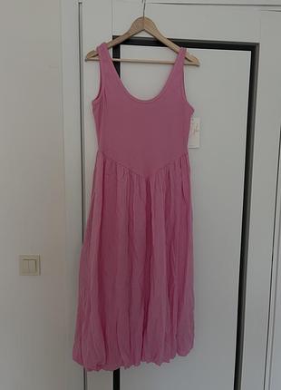 Рожевий сарафан італія стильний міді можна вагітним