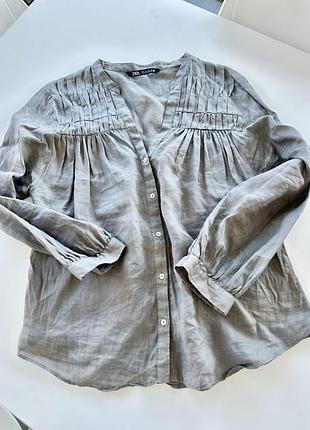 Лляна сорочка лляна блуза zara old money бавовняна блуза жіночий одяг сорочки та блузи
