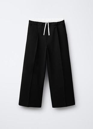 Штани брюки широкі палаццо з подвійним поясом zara