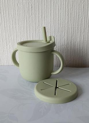 Детская силиконовая чашка  поильник-непроливайка