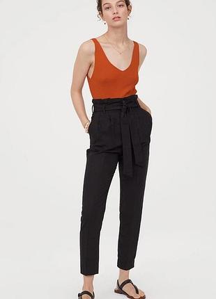 Брюки штани чорні льняні штани з поясом h&m 34