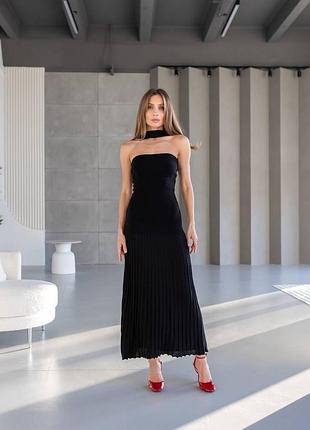 Накладной платеж ❤ 100% хлопок натуральный праздничный вязаный платье миди с юбкой плиссе