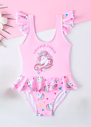Купальник для девочки единорог 100-104.110-116