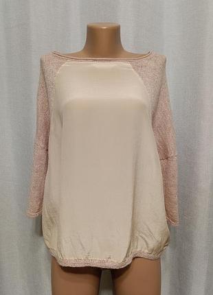 Шовкова блуза з трикотажними рукавами