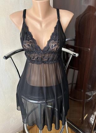 Новий пеньюар нічна сорочка мереживо сітка 💙💛 сток