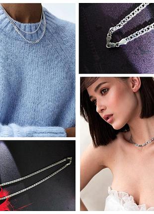Серебряное колье naomi серебро 925 50 см кружево этно плетения серебряная цепочка