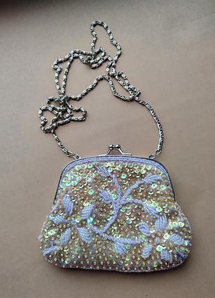 Невероятная женская вечерняя сумочка клатч из бисера от бренда frangi