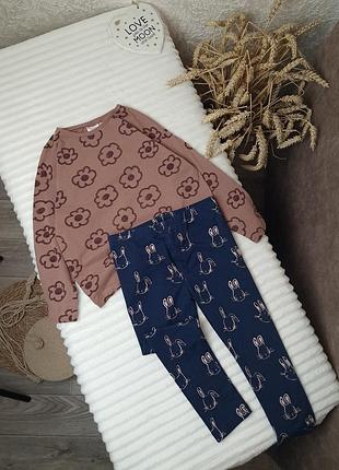 Набор костюм лонгслив в цветашках и лосины от zara bluezoo 4-5 лет (104-110)
