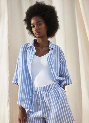 Лляна сорочка вільного крою h&m 💯 льон