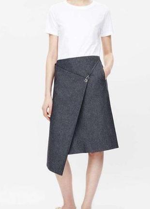 Джинсова спідниця асиметрична на запах