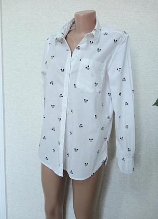 🐾 легкая натуральная белая рубашка 
с принтом микки маус