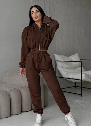 Базовий костюм з двонитки худі і штани джогери різні кольори