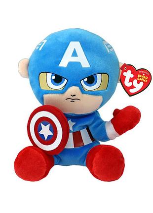Детская игрушка мягконабивная ty marvel капитан америка 15см, 44002