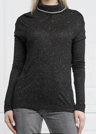 Жіноча тонка чорна водолазка з блискітками tommy hilfiger