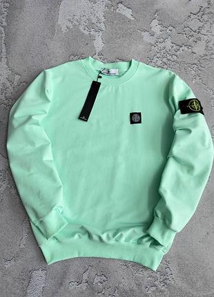 Мятний бірюзовий демісезонний спортивний світшот stone island