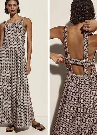 Бомбезное шоколадное макси платье massimo dutti р. s-m