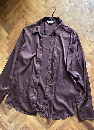 Шовкова сорочка від h&m шоколадного кольору