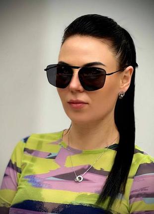 Сонцезахисні окуляри унісекс під бренд. авіатори геометричні (чорні)
