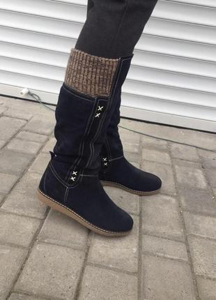 Чоботи жіночі injers 706 синій (зима замша натуральна)