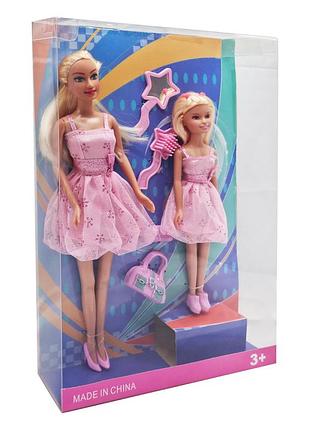 Ігровий набір лялька з донькою defa 8126 з аксесуарами рожевий