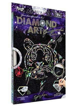 Комплект креативної творчості "diamond art" dar-01, 10 видів тигр з трояндою