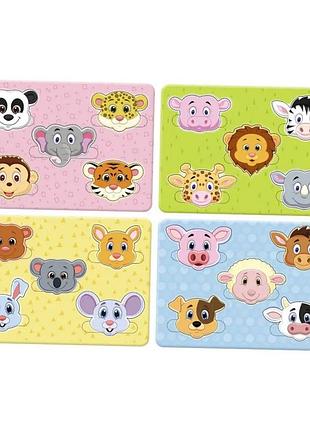 Деревянный пазл "веселые мордочки" ubumblebees (псд029) psd029 дорожный вариант