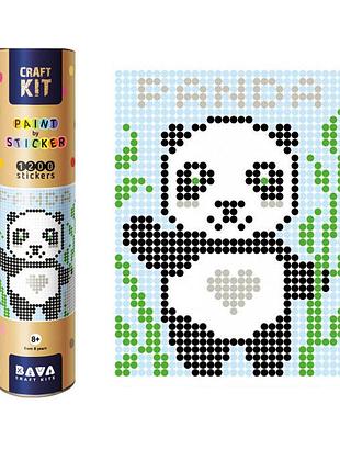 Картина по номерам стикерами в тубусе "панда", 1200 стикеров 1852, 33х48 см