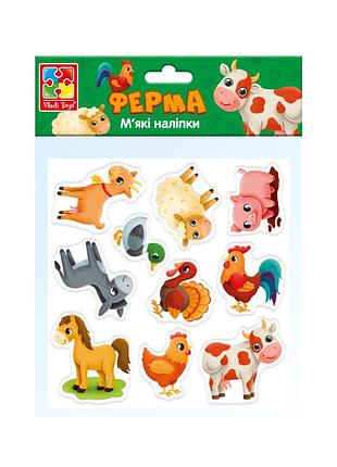 Набор мягких наклеек "ферма" vladi toys vt4210-08 (укр)