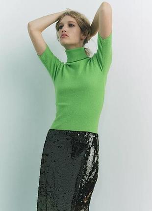 Красивый трикотажный топ цвета зеленой травы zara☝️☝️☝️☝️☝️☝️☝️☝️☝️☝️